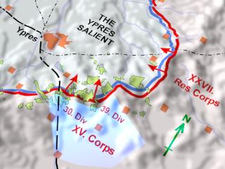 Location of the trial gas attack to be carried out by XV. Corps