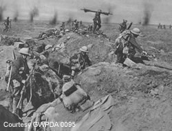 British troops going over the top during the Battle of the Somme 1916.