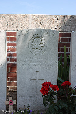 Gravestone for John William Streets.