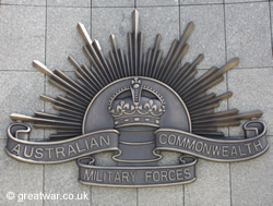 Badge on the Australian Corps Memorial.