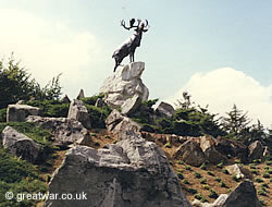 Newfoundland Caribou Memorial at Newfoundland Park, Beaumont-Hamel, Somme battlefield in France.