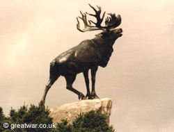 Close up of the Caribou Memorial.