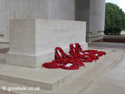 Wreaths at Thiepval Memorial.