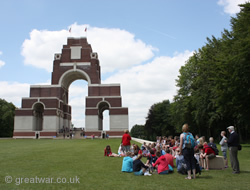 School group at Thiepval Memorial.