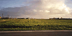 View looking south towards Ypres from the Boesinghe-Pilkem road near to Rose X Roads.