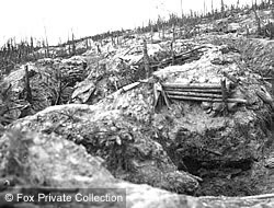 Shell craters in the WW1 landscape.