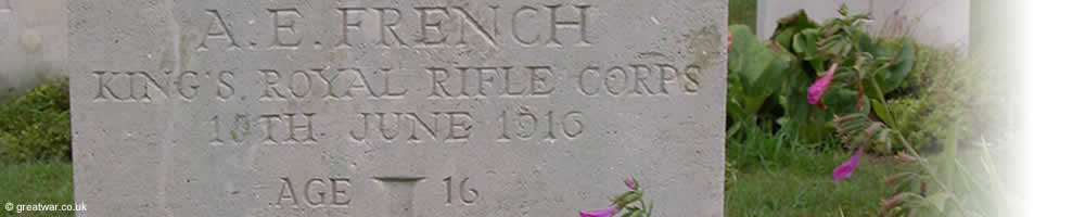 Grave of Rifleman French aged 16.