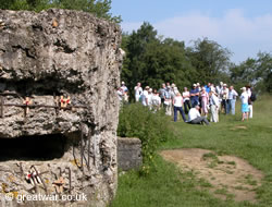 A battlefield tour group at the Hill 60 Memorial site on the Ypres Salient battlefield.