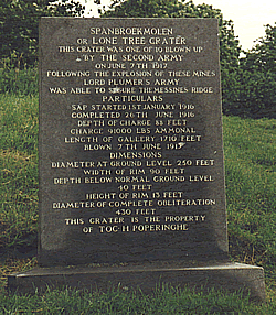 Information about the Pool of Peace inscribed on a granite pillar and situated next to the entrance gate.