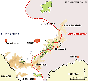 Front Line after First Battle of Ypres at 22 November 1914